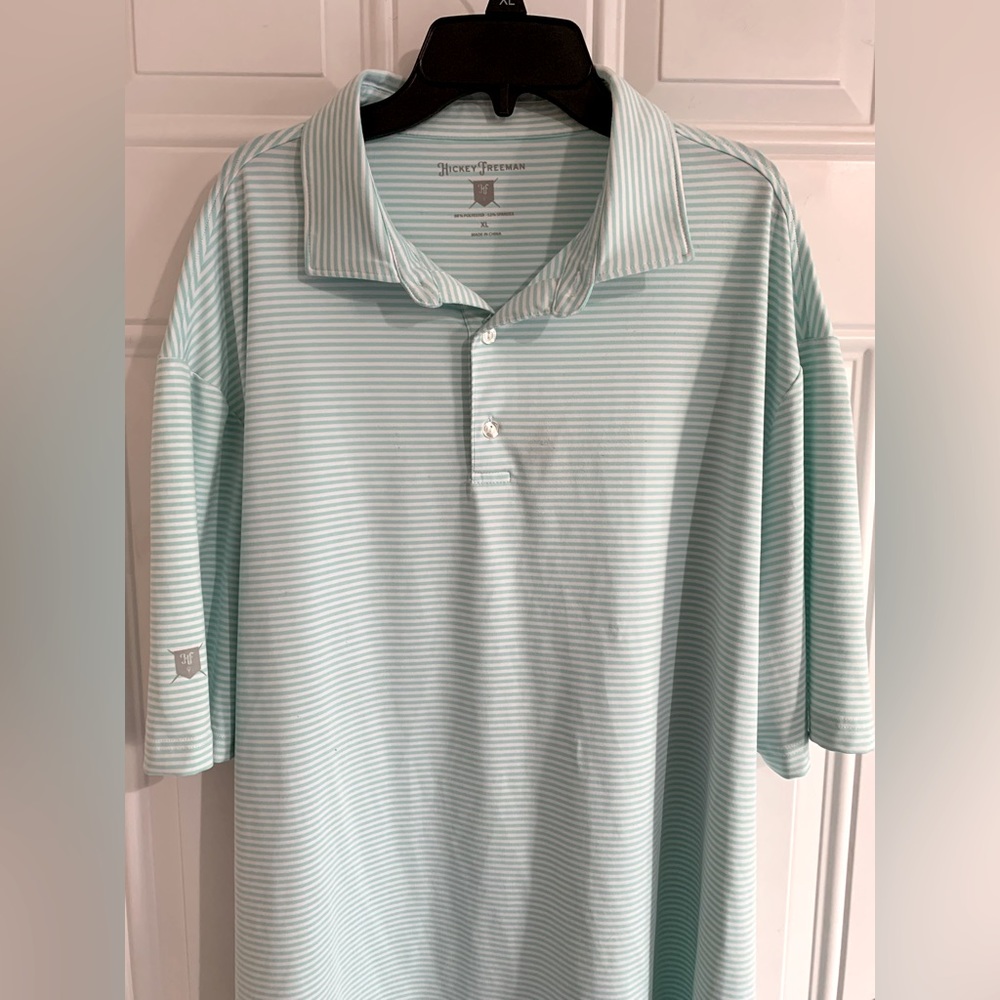 Hickey Freeman‎ Golf Polo Shirt Mens XL Stripe Print Nature Short Sleeve Relaxed